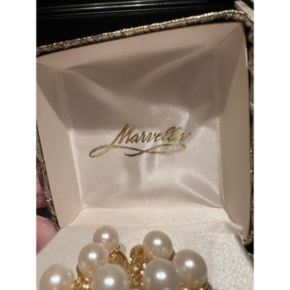 Marvella Vintage Tree Of Life Gold Faux Pearl Brooch Signed - Picture 2 of 6